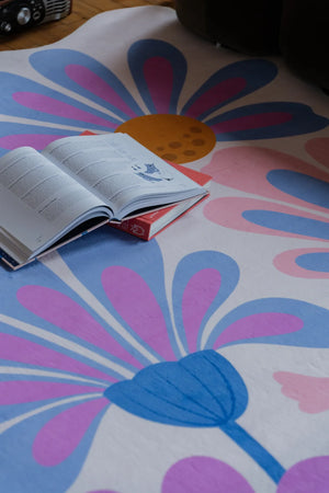 Lavender Base Purple Floral Wavy Rug by Jessica Miller