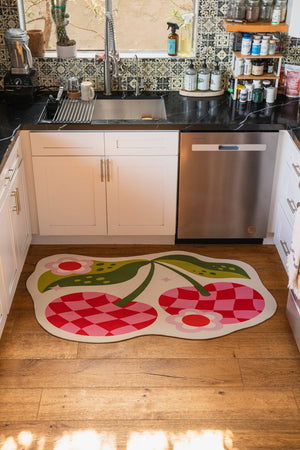 Irregular Pink and Red Checkered Cherry Rug by Jessica Miller