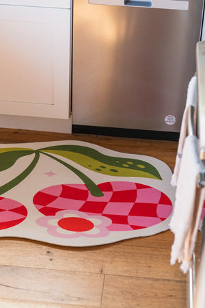 Irregular Pink and Red Checkered Cherry Rug by Jessica Miller