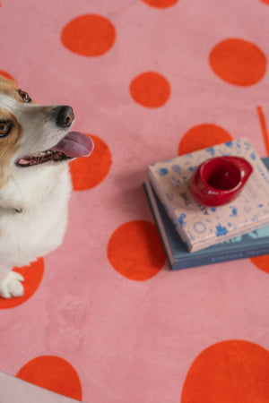 Polka dots Funky Cat Rug by Becca Franks