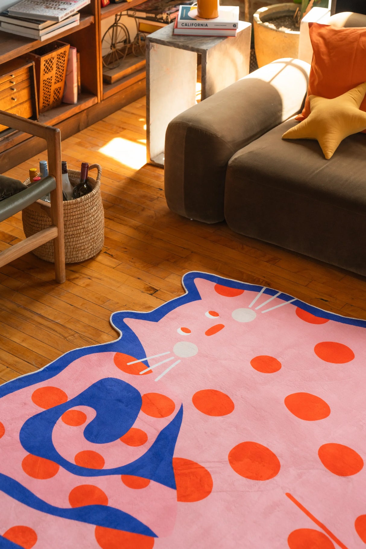 Polka dots Funky Cat Rug by Becca Franks