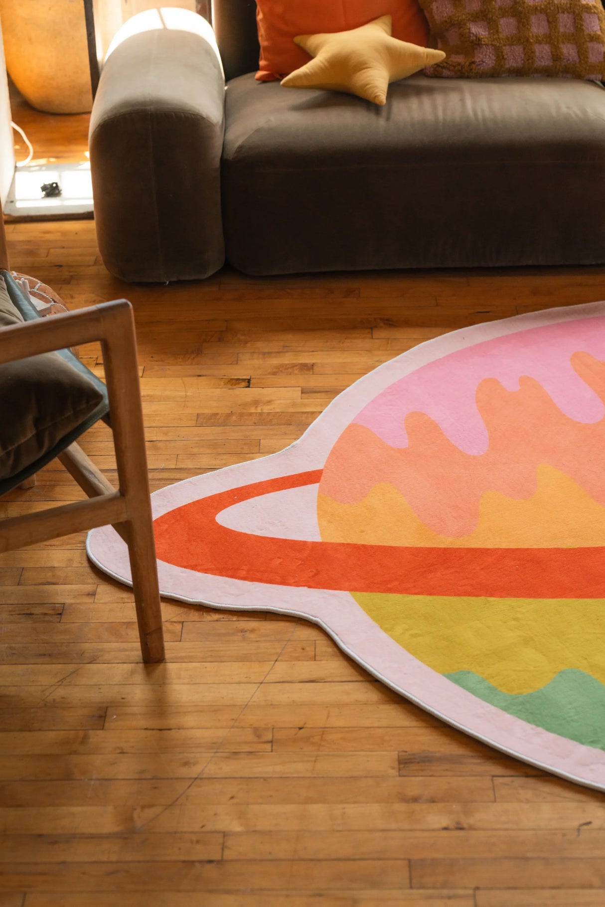 Melting Planet Colorful Rug by Darra Sargent