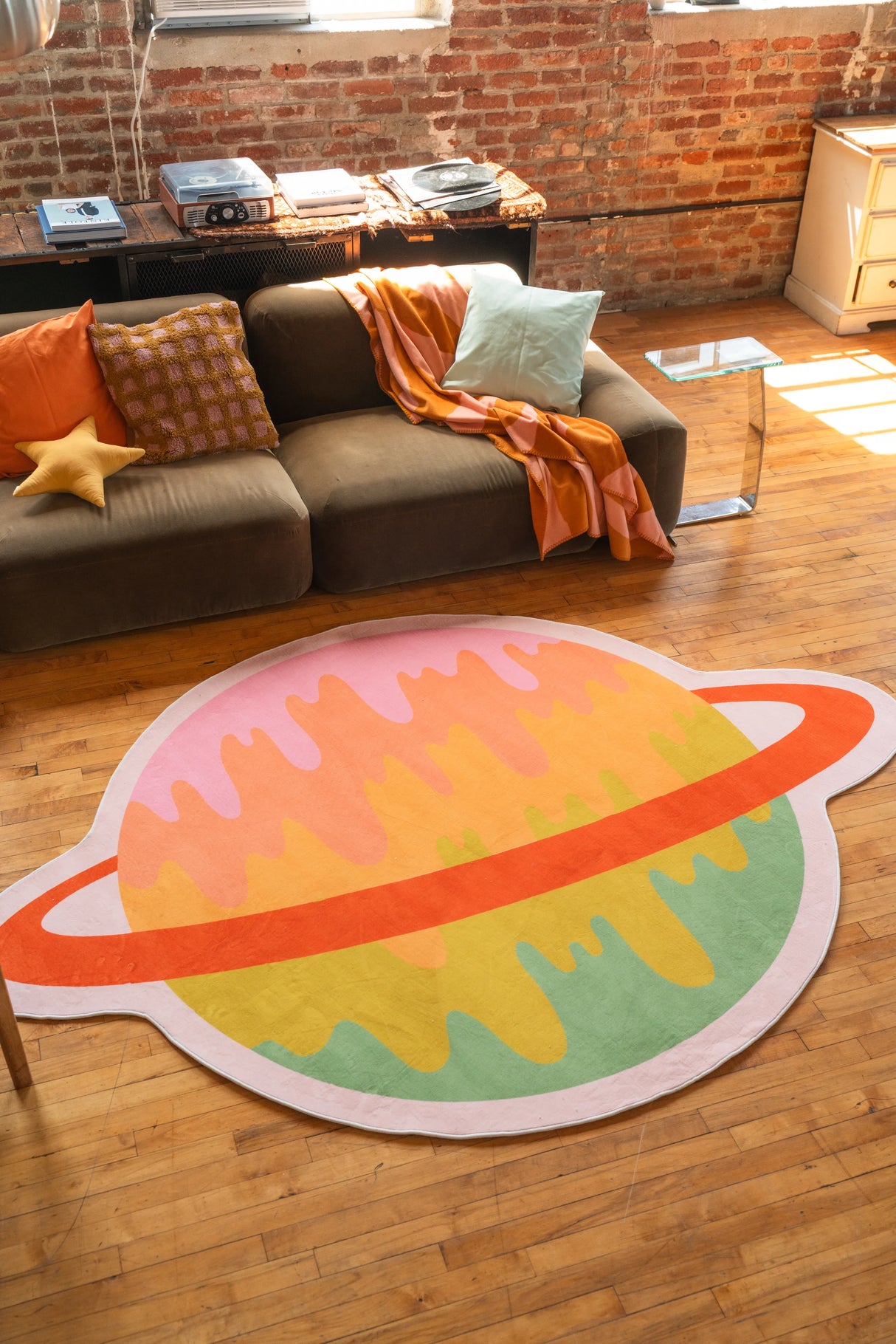 Melting Planet Colorful Rug by Darra Sargent