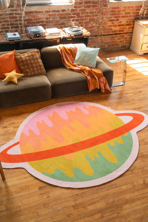 Melting Planet Colorful Rug by Darra Sargent