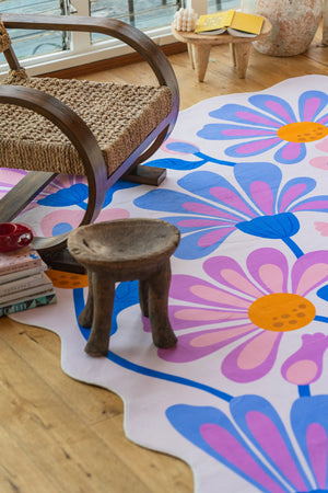 Lavender Base Purple Floral Wavy Rug by Jessica Miller