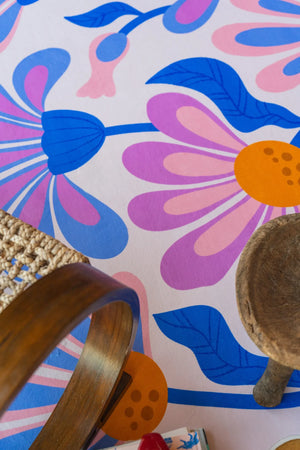 Lavender Base Purple Floral Wavy Rug by Jessica Miller