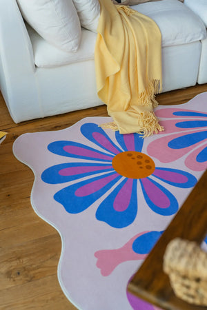 Lavender Base Purple Floral Wavy Rug by Jessica Miller