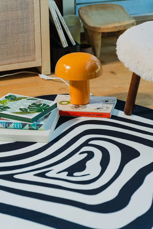 Black and White Vertigo Irregular Area Rug