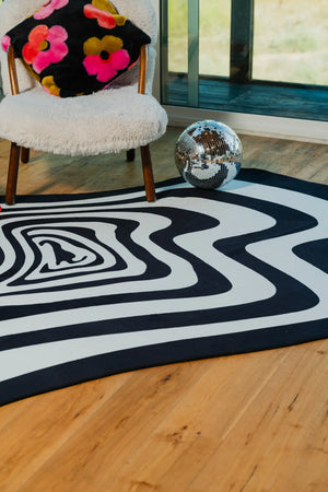 Black and White Vertigo Irregular Area Rug