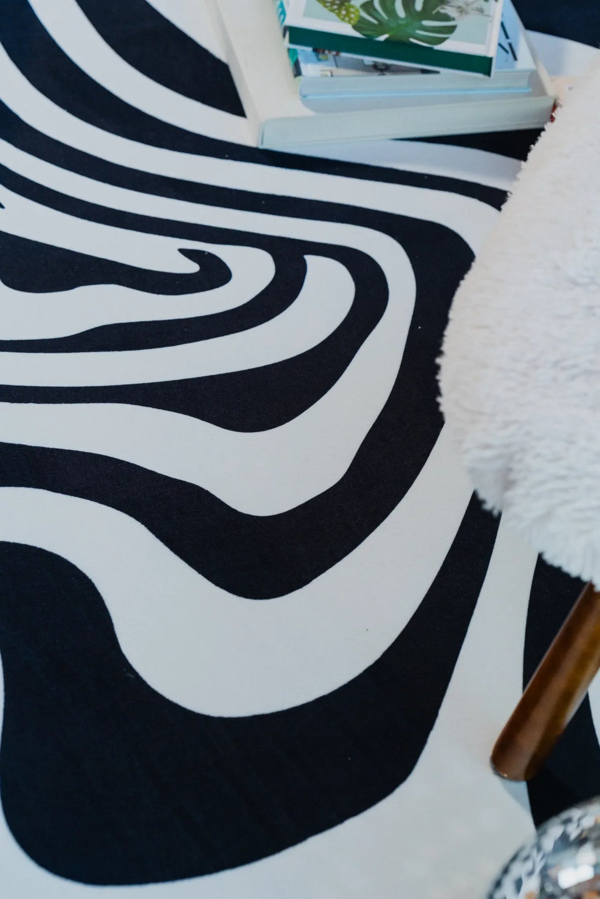Black and White Vertigo Irregular Area Rug