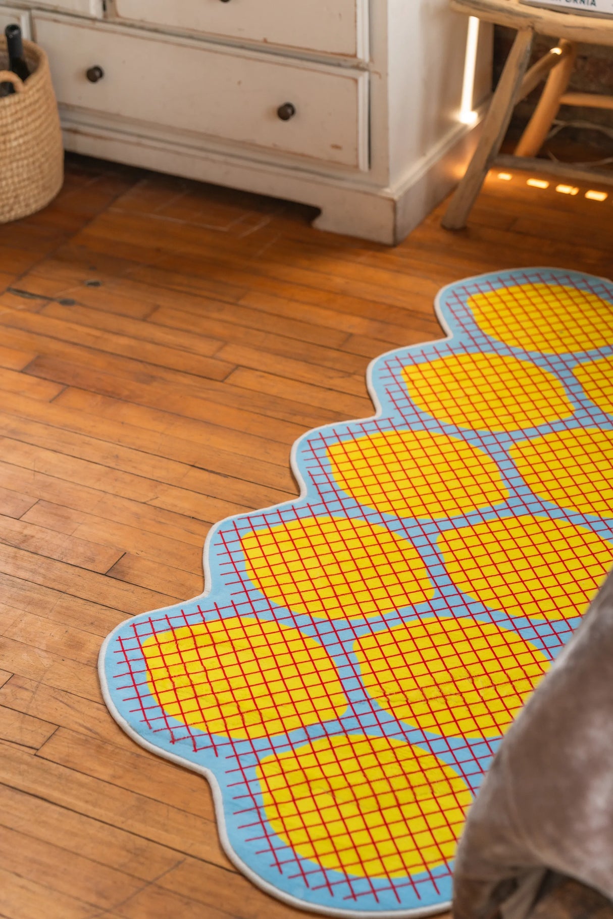 Yellow Grid Lemon Runner Rug by Johann Banta