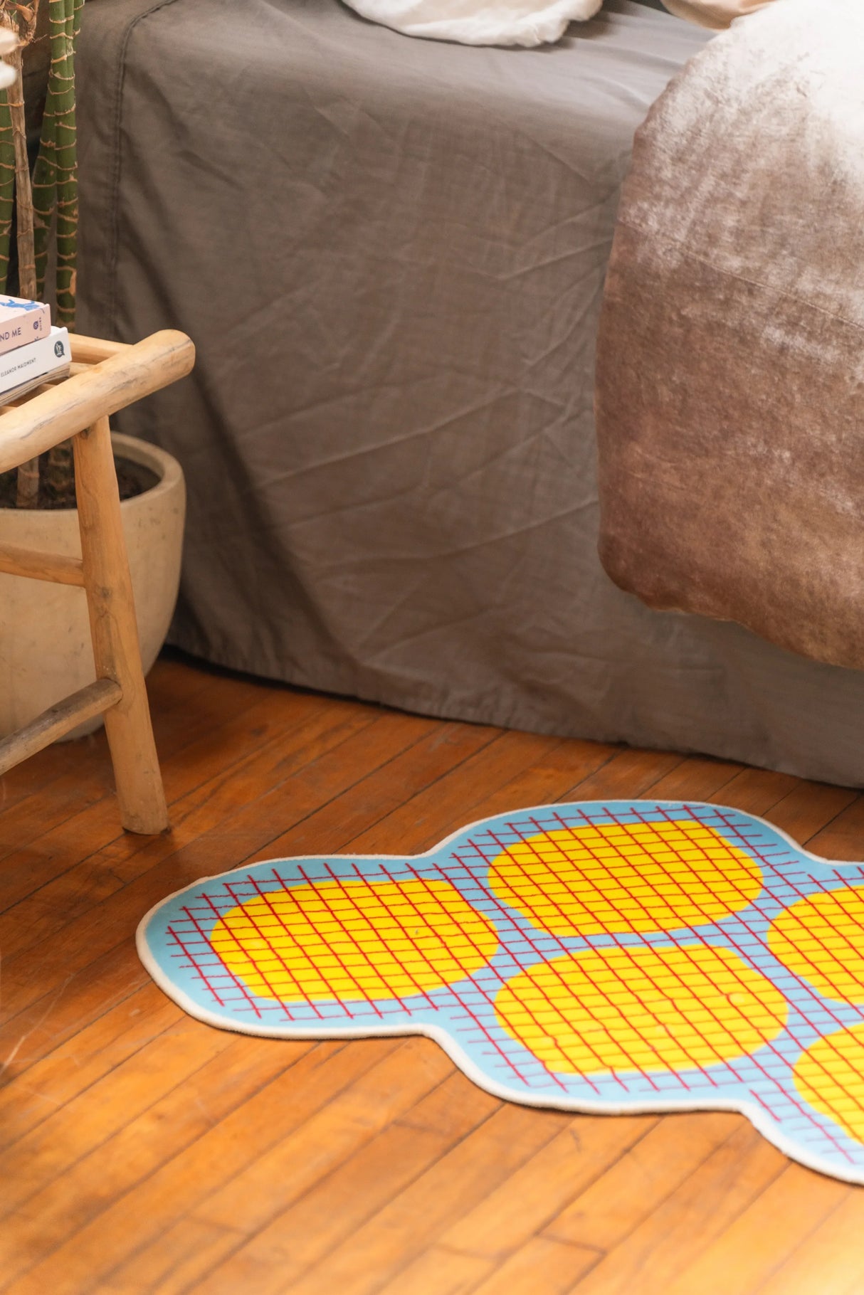 Yellow Grid Lemon Runner Rug by Johann Banta