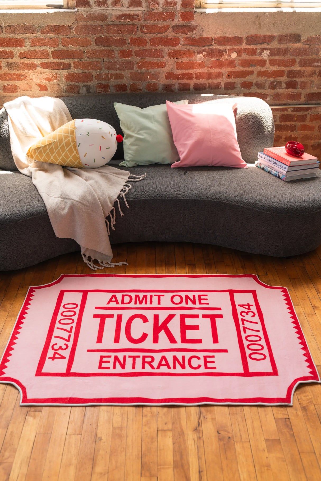 Red Ticket Abstract Rug by Elizabeth Bay