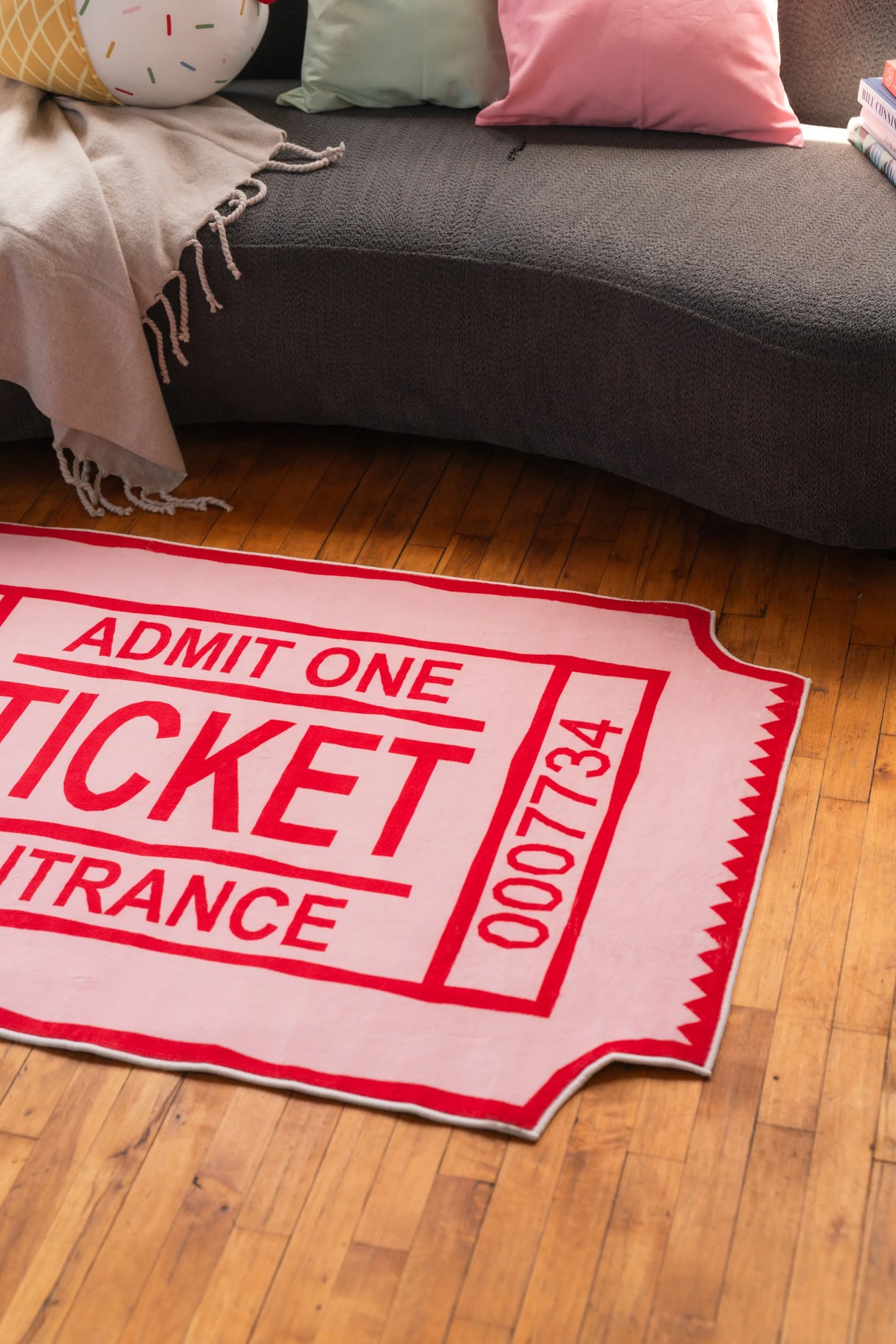 Red Ticket Abstract Rug by Elizabeth Bay