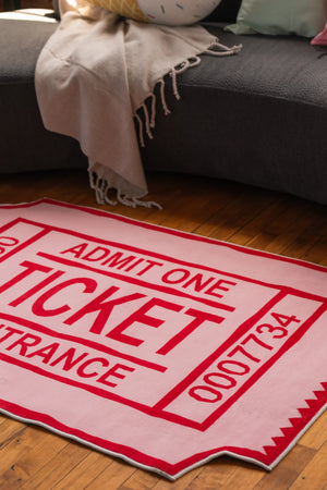 Red Ticket Abstract Rug by Elizabeth Bay