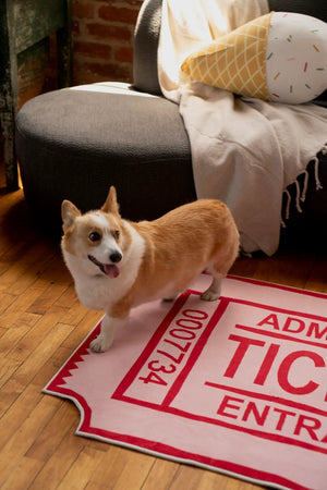 Red Ticket Abstract Rug by Elizabeth Bay