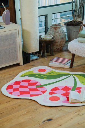 Irregular Pink and Red Checkered Cherry Rug by Jessica Miller