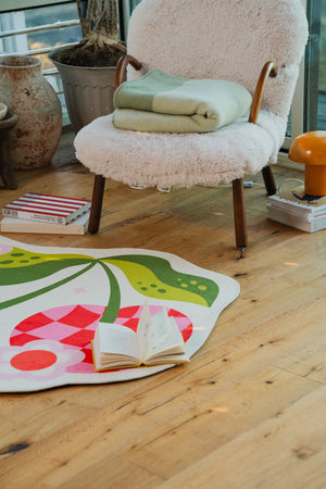 Irregular Pink and Red Checkered Cherry Rug by Jessica Miller