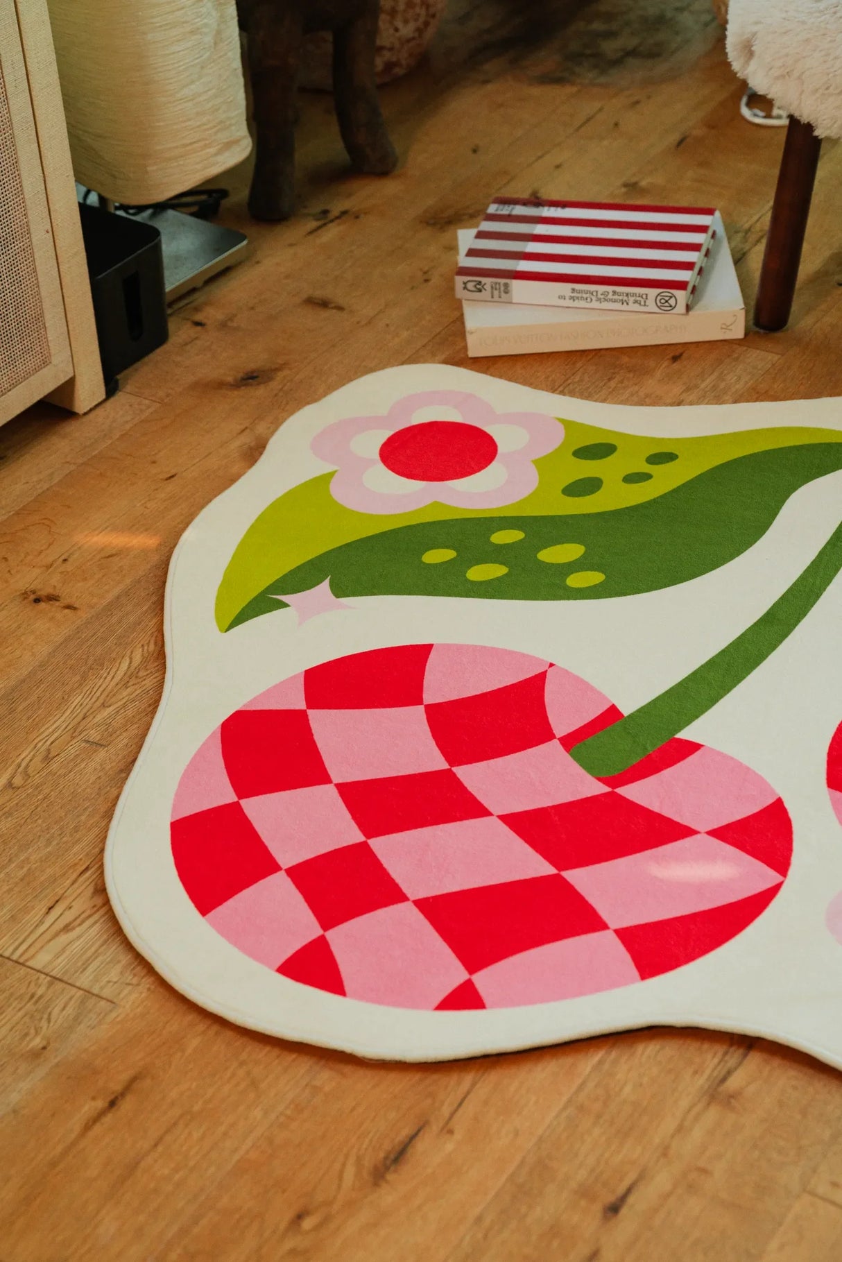 Irregular Pink and Red Checkered Cherry Rug by Jessica Miller