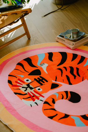Oval Tiger Area Rug by Lu Yang