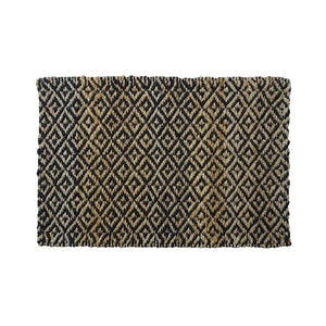 Natural and Black Diamonds Jute Rug