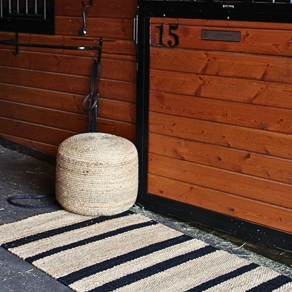 Natural and Black Striped Jute Rug