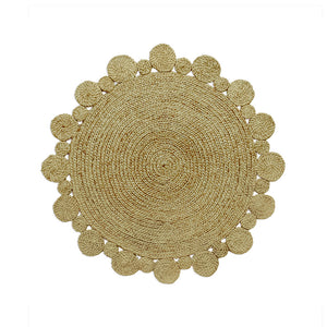 Natural Round Scalloped Jute Rug