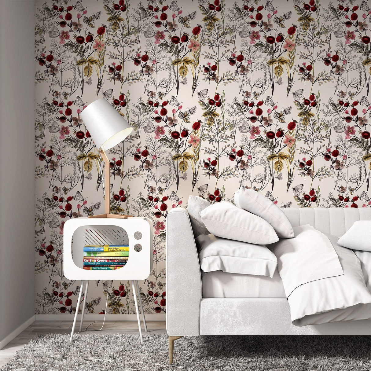 Red Flower Wallpaper - Rose Hip Wallpaper