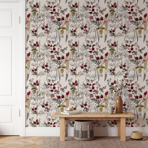 Red Flower Wallpaper - Rose Hip Wallpaper