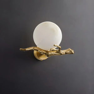 Retro Brass Twigs Alabaster Wall Lamp
