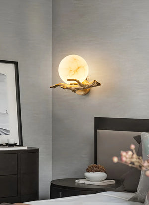 Retro Brass Twigs Alabaster Wall Lamp