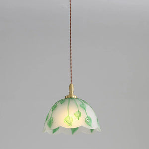 Retro Round Leaf Glass Pendant Lamp