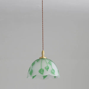 Retro Round Leaf Glass Pendant Lamp