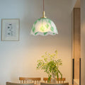 Retro Round Leaf Glass Pendant Lamp