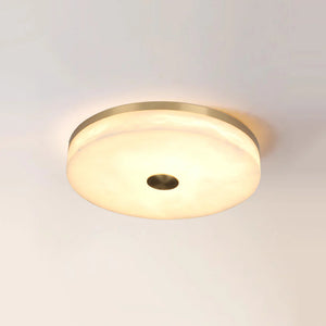 Round Alabaster Brass Ceiling Light