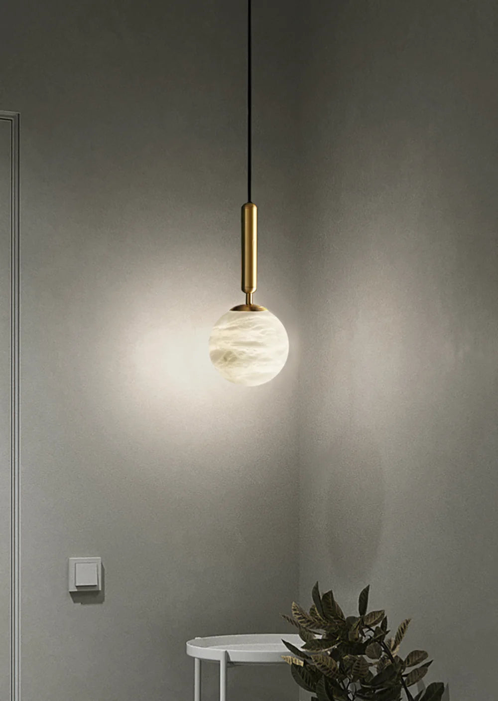 Round Bosso Alabaster Pendant Lamp