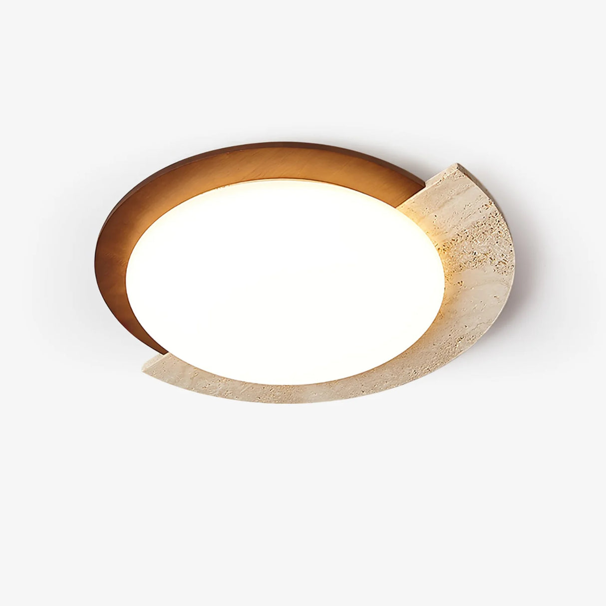 Round Eclipse Halo Travertine Ceiling Lamp