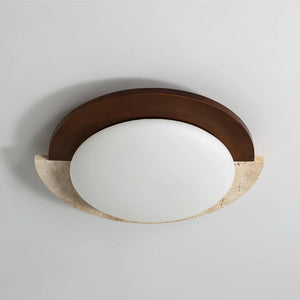Round Eclipse Halo Travertine Ceiling Lamp