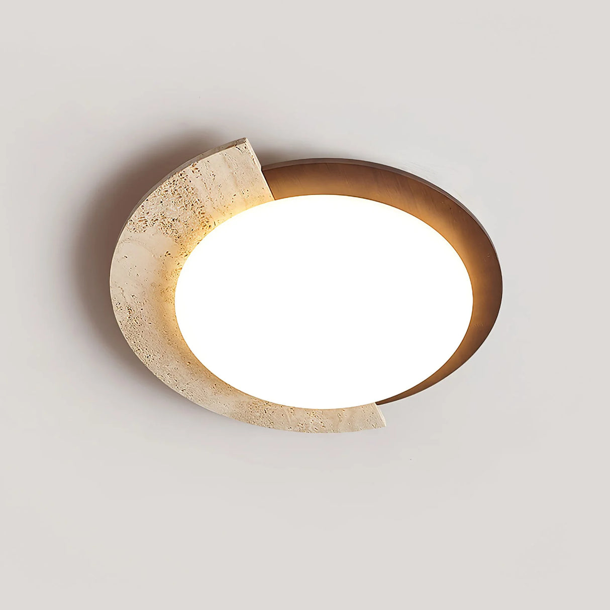 Round Eclipse Halo Travertine Ceiling Lamp