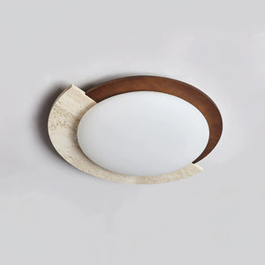 Round Eclipse Halo Travertine Ceiling Lamp