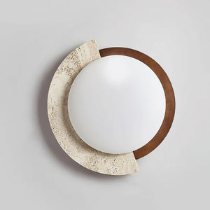 Round Eclipse Halo Travertine Ceiling Lamp