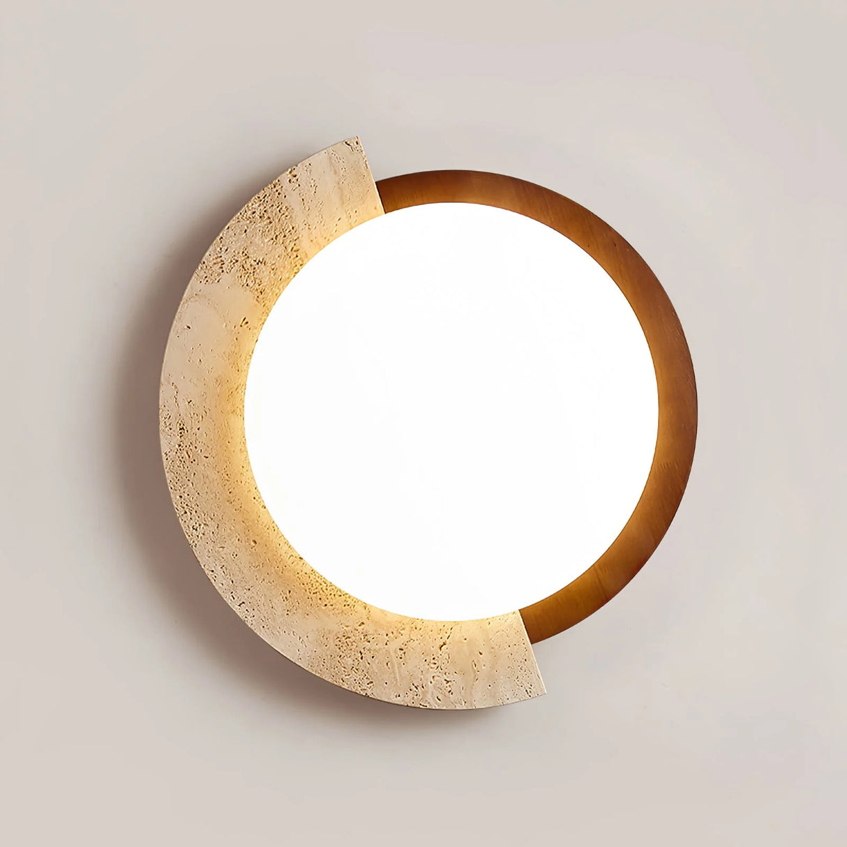 Round Eclipse Halo Travertine Ceiling Lamp