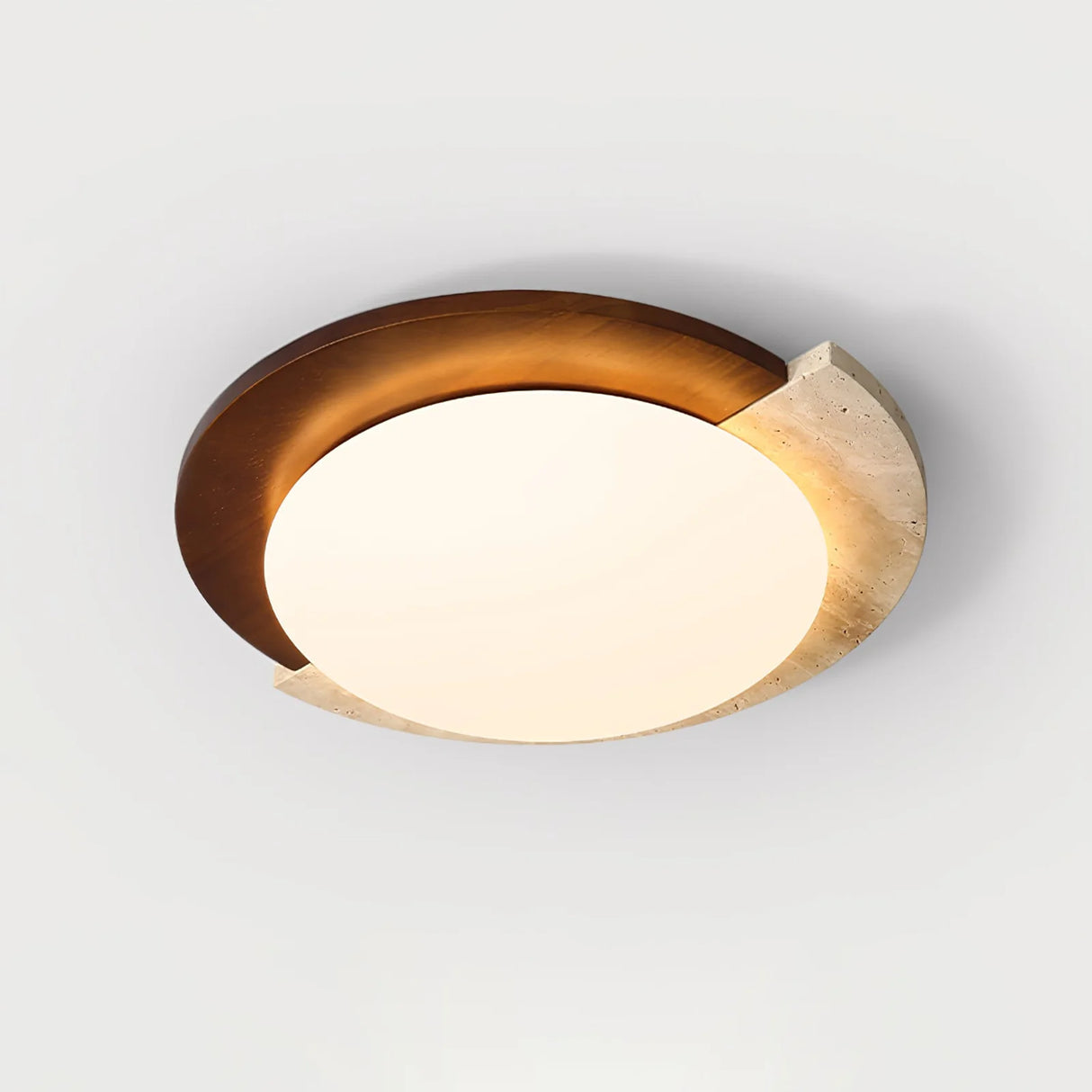 Round Eclipse Halo Travertine Ceiling Lamp