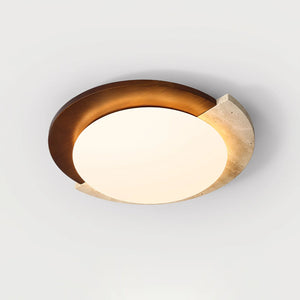Round Eclipse Halo Travertine Ceiling Lamp