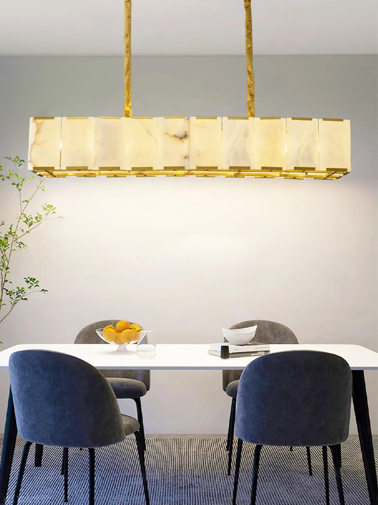 Round Modern Alabaster Chandelier