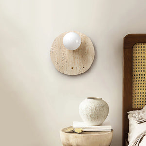 Round Oval Travertine Wall Lamp