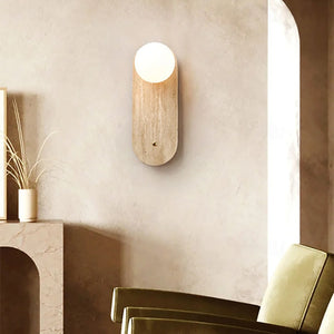 Round Oval Travertine Wall Lamp