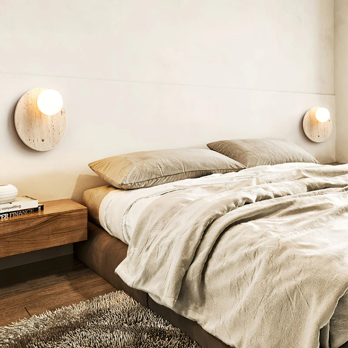 Round Oval Travertine Wall Lamp