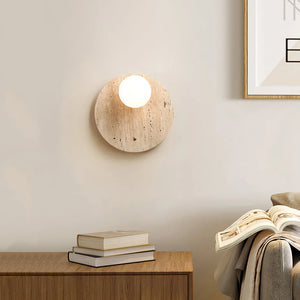 Round Oval Travertine Wall Lamp