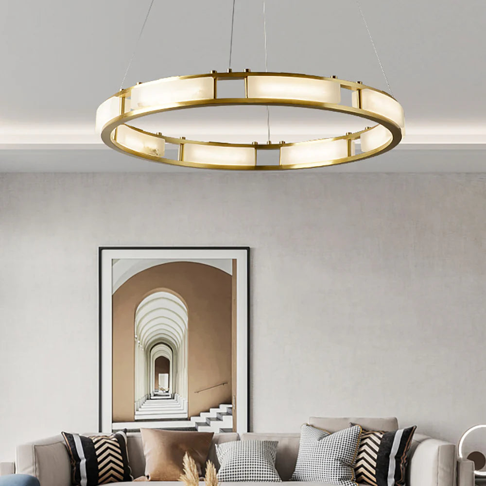 Round Qatar Modern Alabaster Chandelier